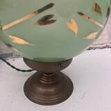 Globe table lamp in green opaline