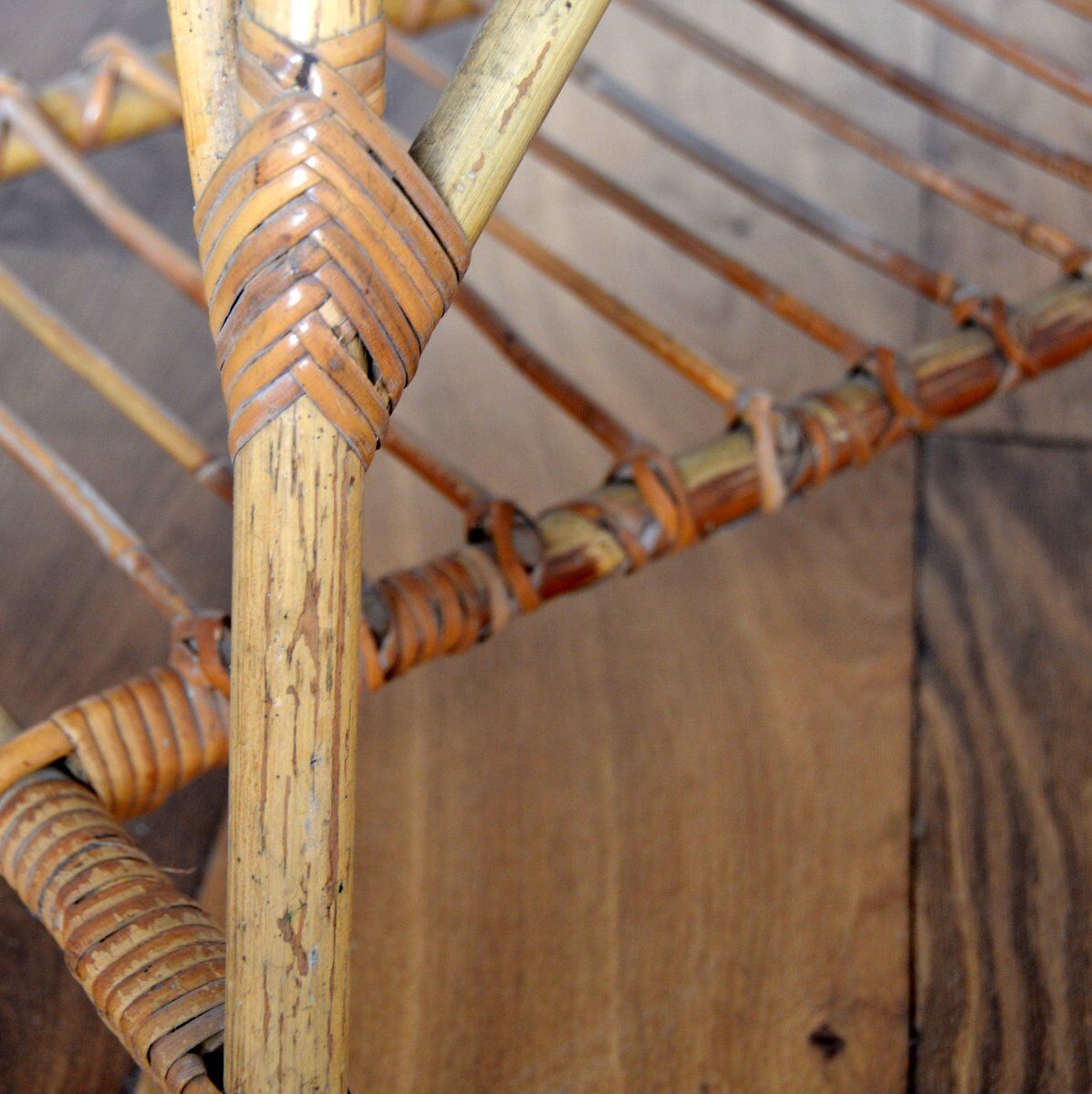 Coffee table wood and rattan 1950s