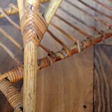 Coffee table wood and rattan 1950s