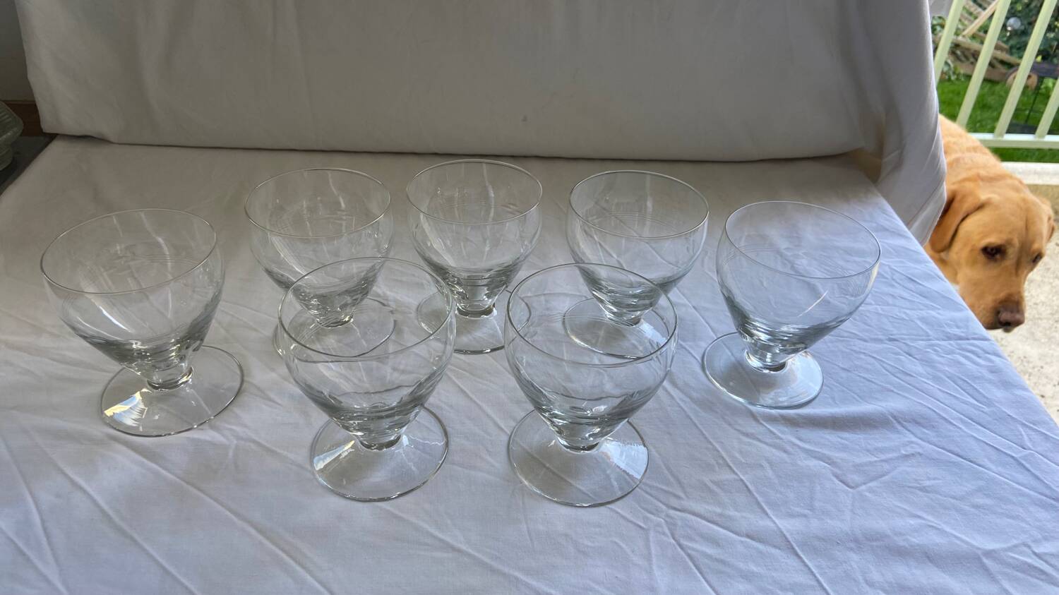 Set de 7 verres à vin gravés vintage 1950