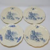 8 Large Vintage Sarreguemines Flanders and Surrey Dinner Plates, White Decor