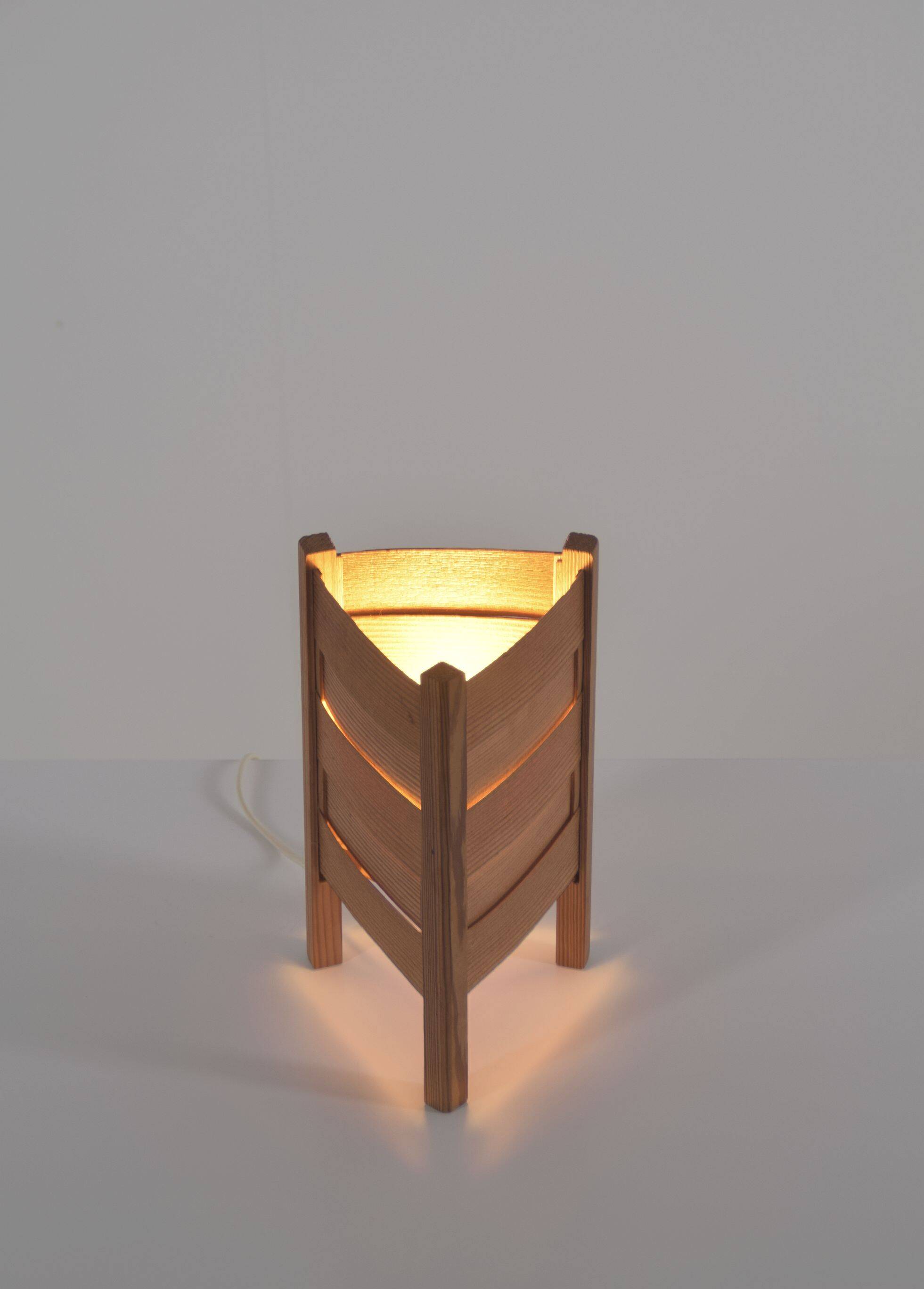 Swedish pine table lamp produced by Luleå Stjärnslöjd, 1960s