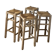 Set of 4 vintage high bar stools in raw solid oak and straw.