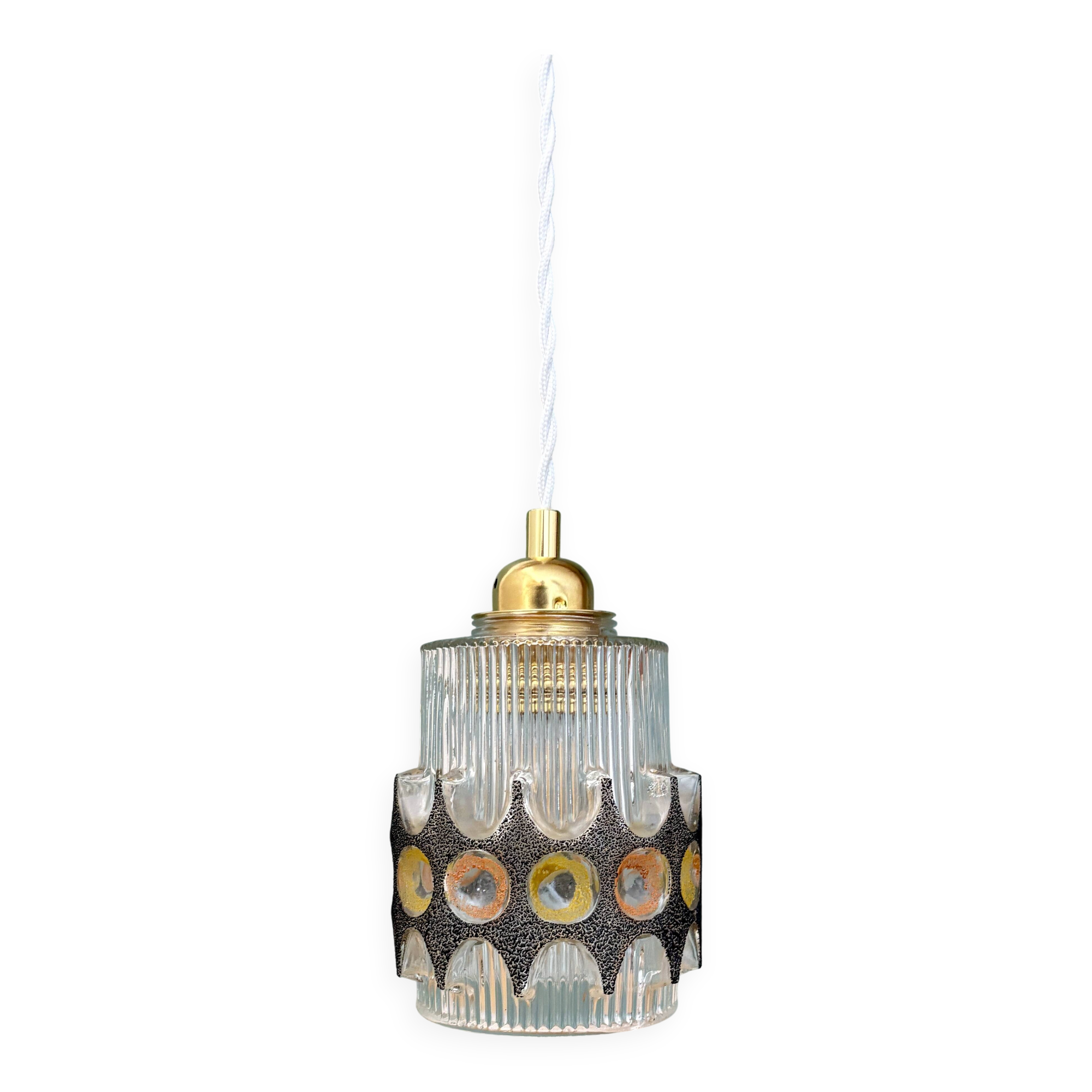 Vintage 70s glass tulip pendant light