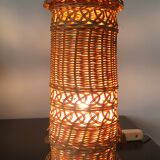 Lampe de chevet en rotin année 50