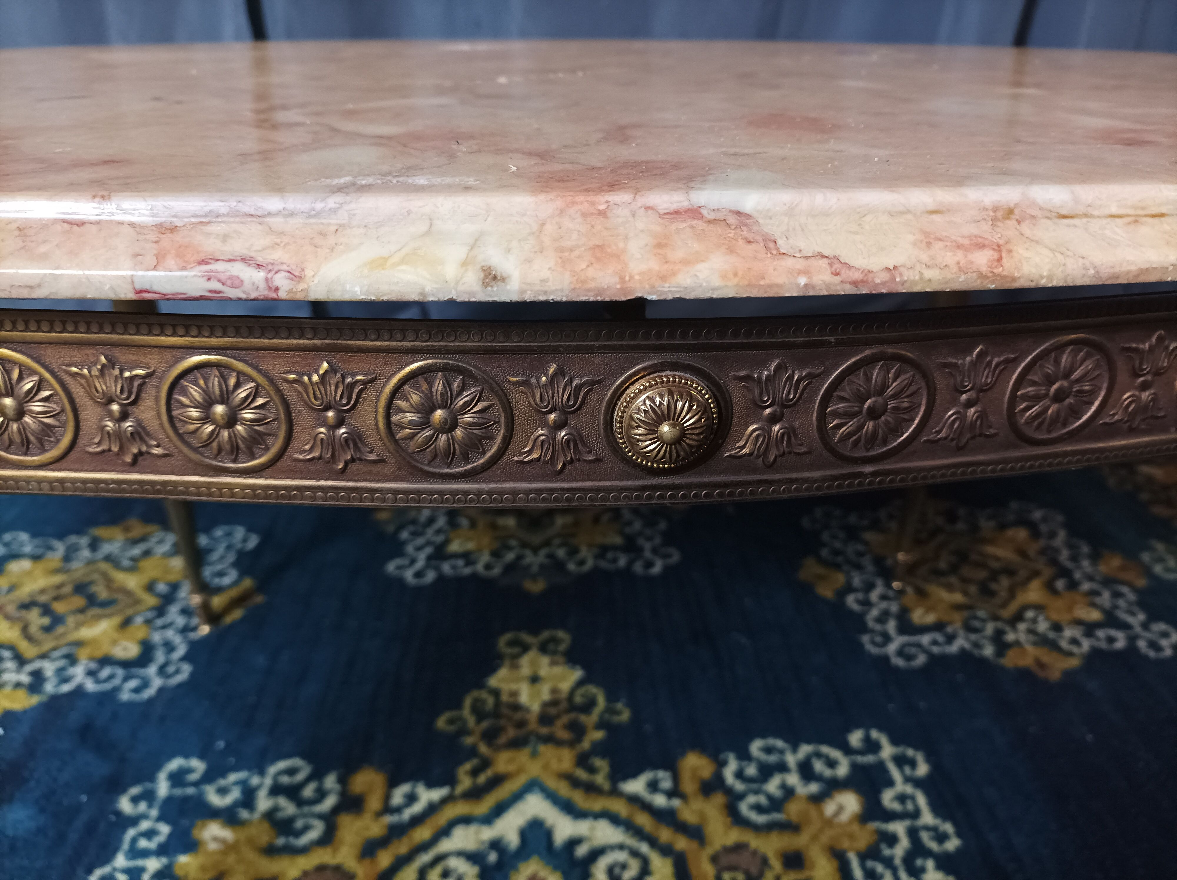 Coffee table in brass and marble 1960