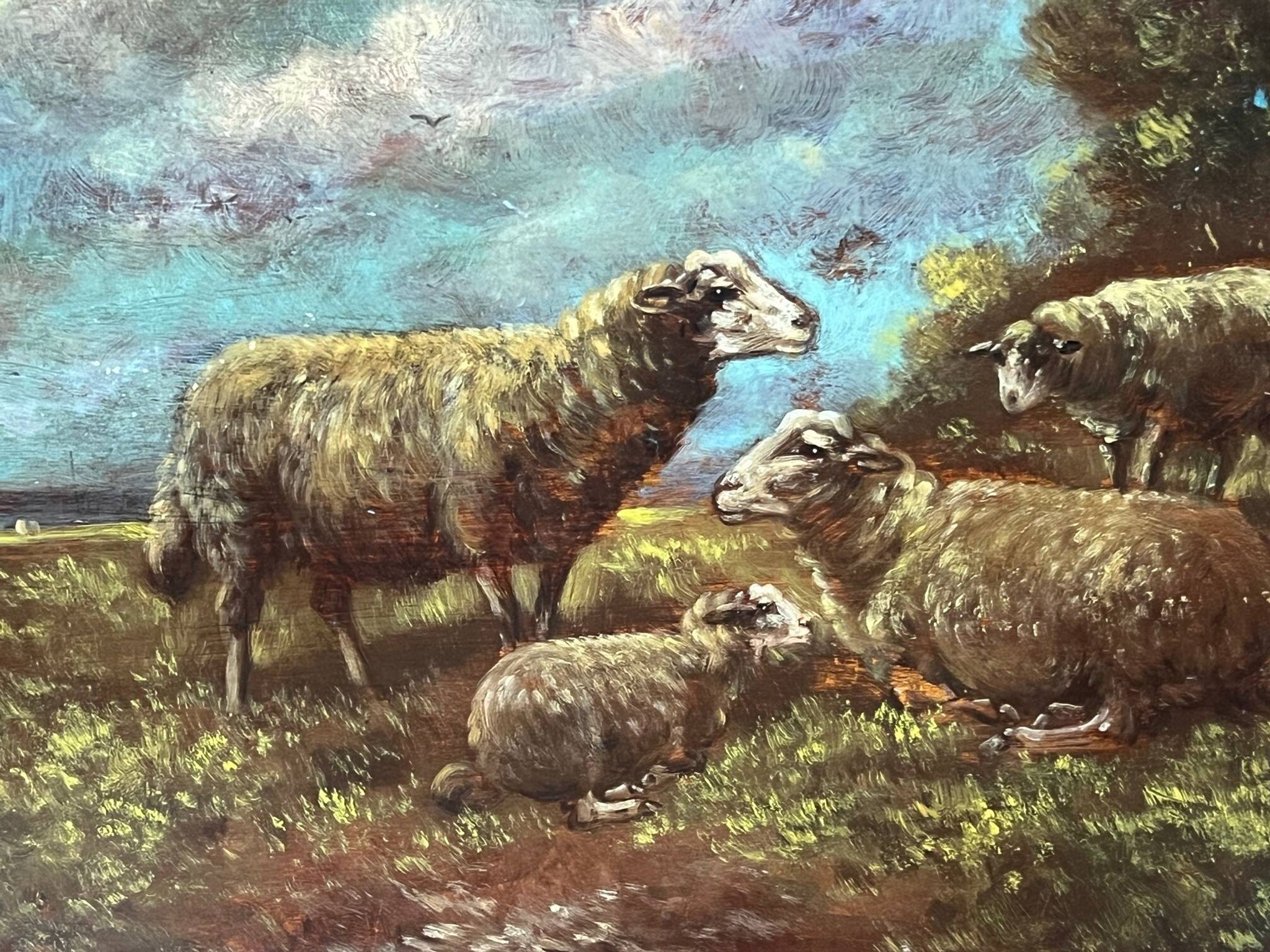 Paul Schouten (1860–1922). Original painting signed "Sheep". Oil on panel.