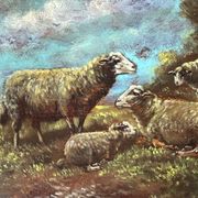 Paul Schouten (1860–1922). Original painting signed "Sheep". Oil on panel.