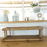 Double vintage rattan shelf.