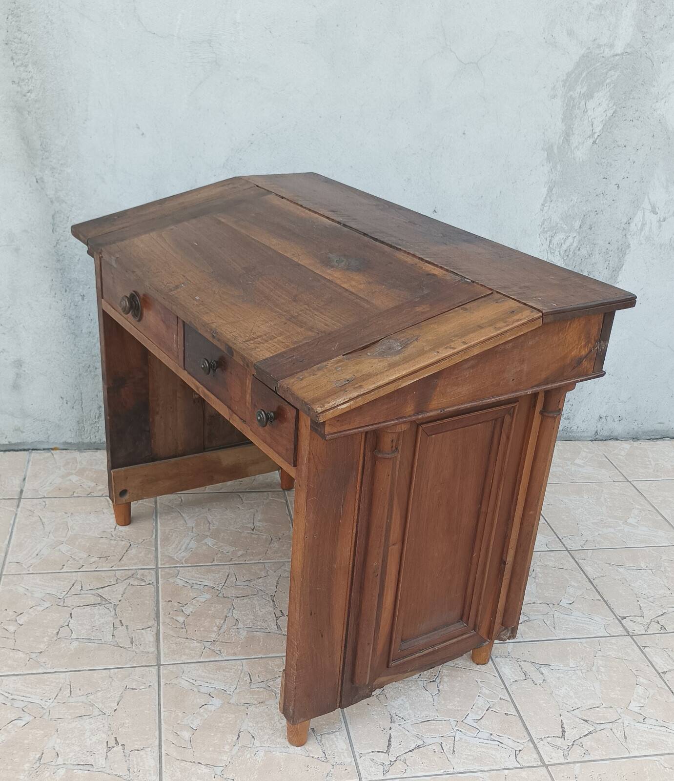 19th-century walnut writing desk.