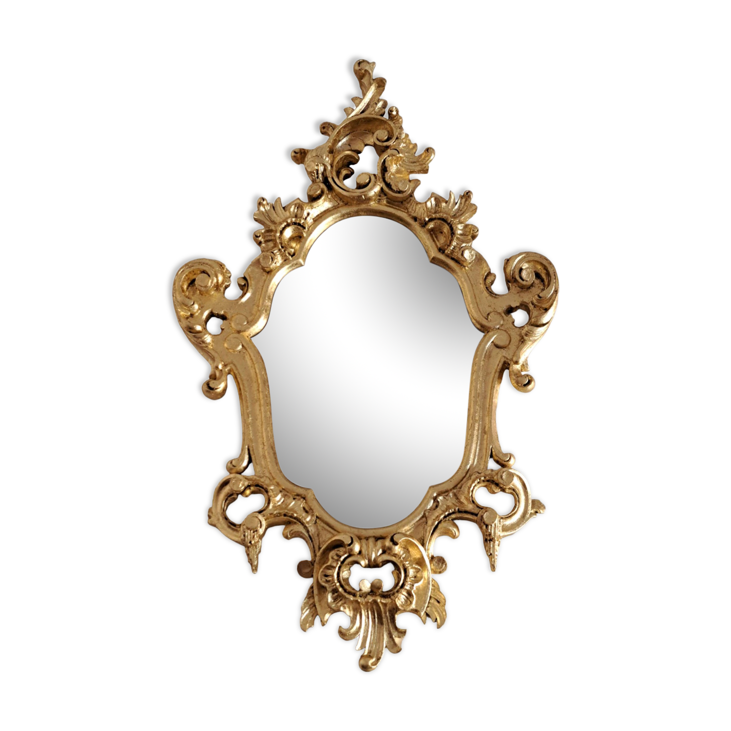 Miroir en bois et doré à la feuille doré