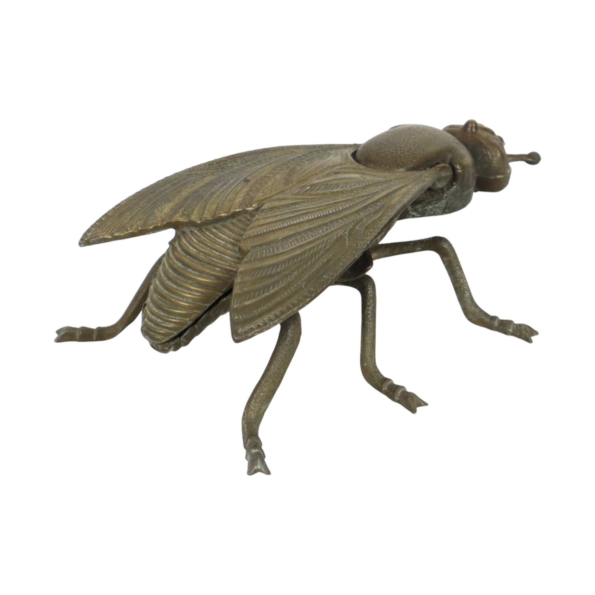 Vintage Copper-Purpose Fly Figurine Ashtray Italy Sixties