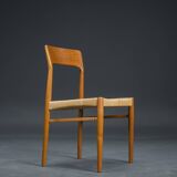 Danish Teak Dining Chair with Wicker by Henning Kjaernulf for Koruo Stolefabrik, 1960s