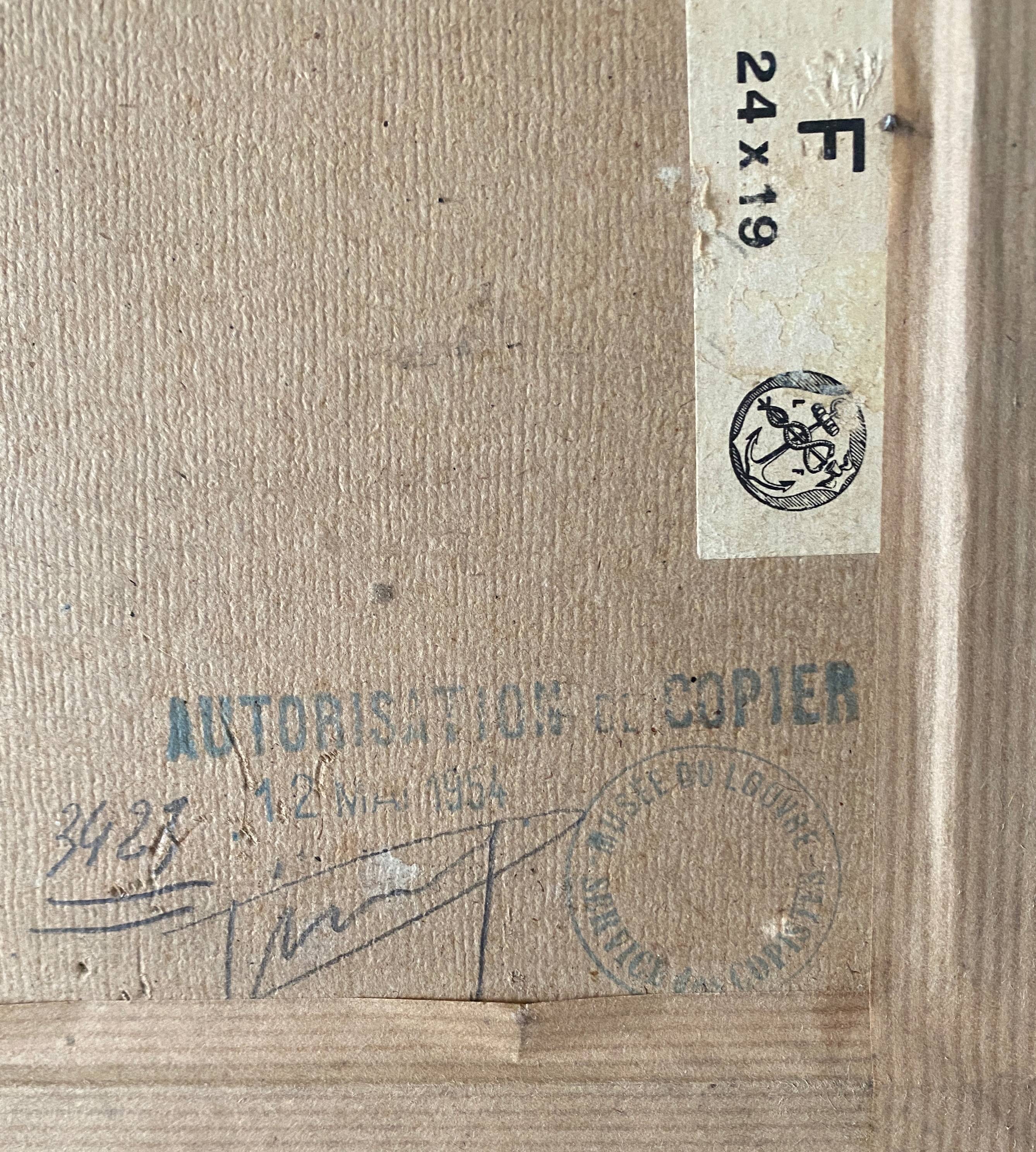 Painting "The schoolmaster" old copy of the Louvre of Mahudez cf. Van Ostade