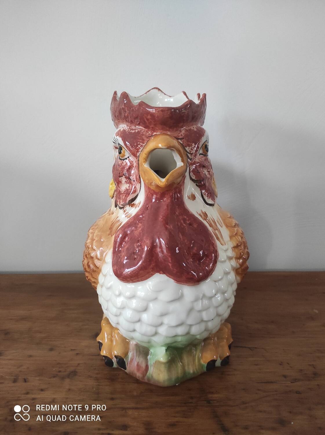 Barbotine Rooster pitcher carafe