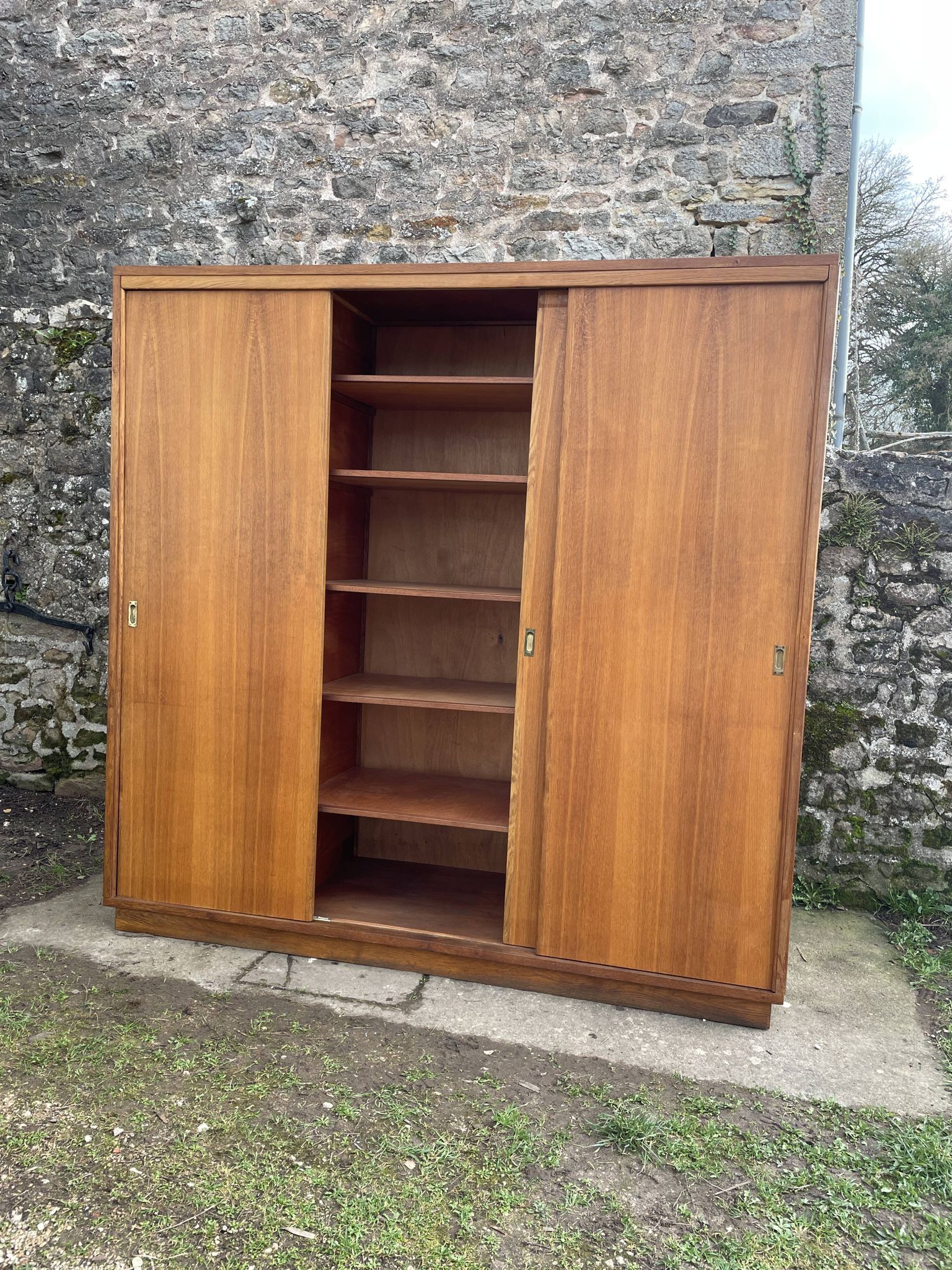 Wardrobe with 3 sliding doors in solid wood 1960