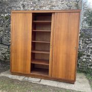 Wardrobe with 3 sliding doors in solid wood 1960