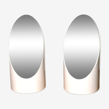 Pair of Lipstick table mirrors