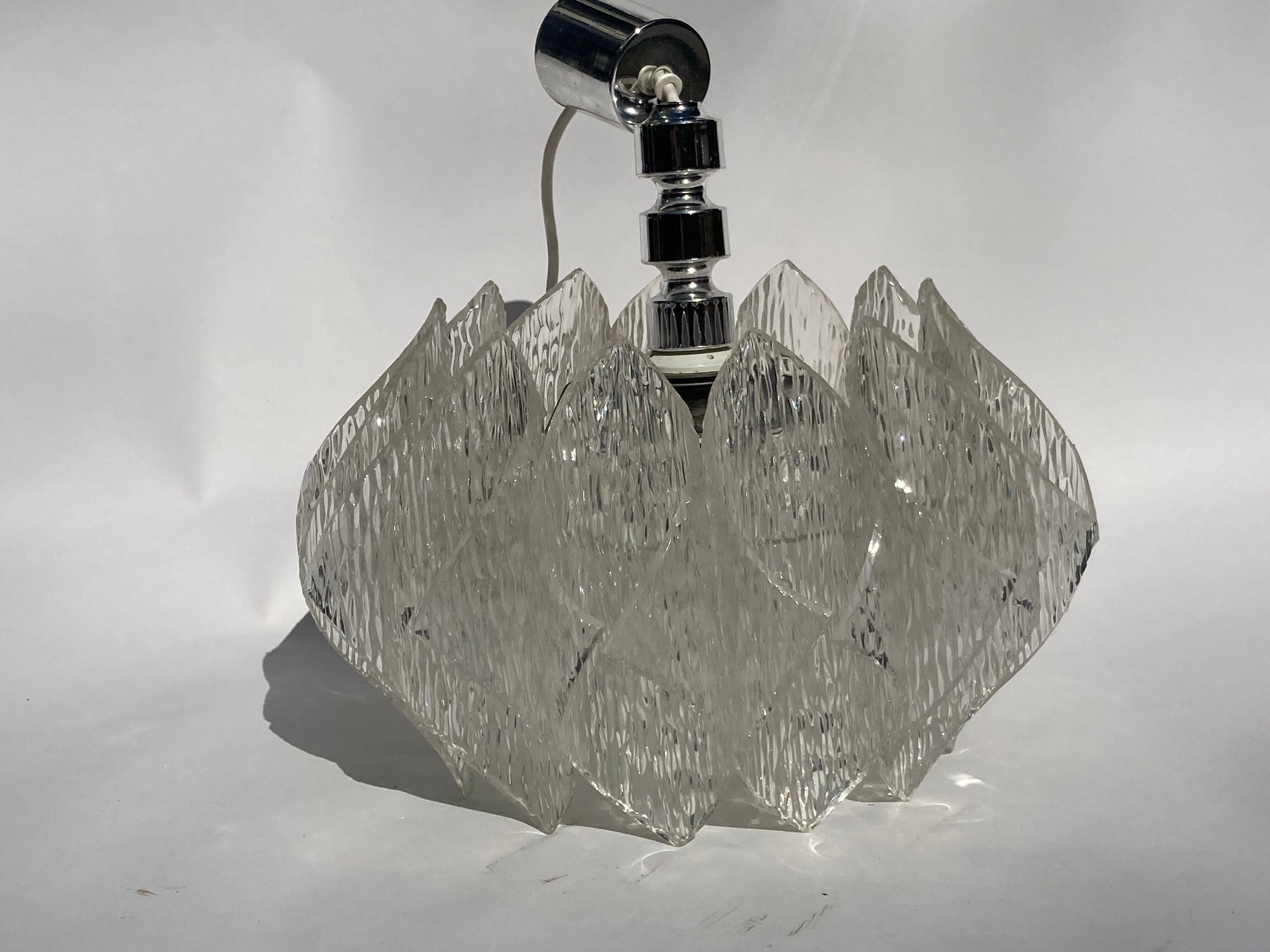 Acrylic ice glass chandelier, Germany 1970s