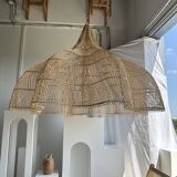 Immense rattan suspension in the shape of a flower, tulip, corolla H1m D1m50