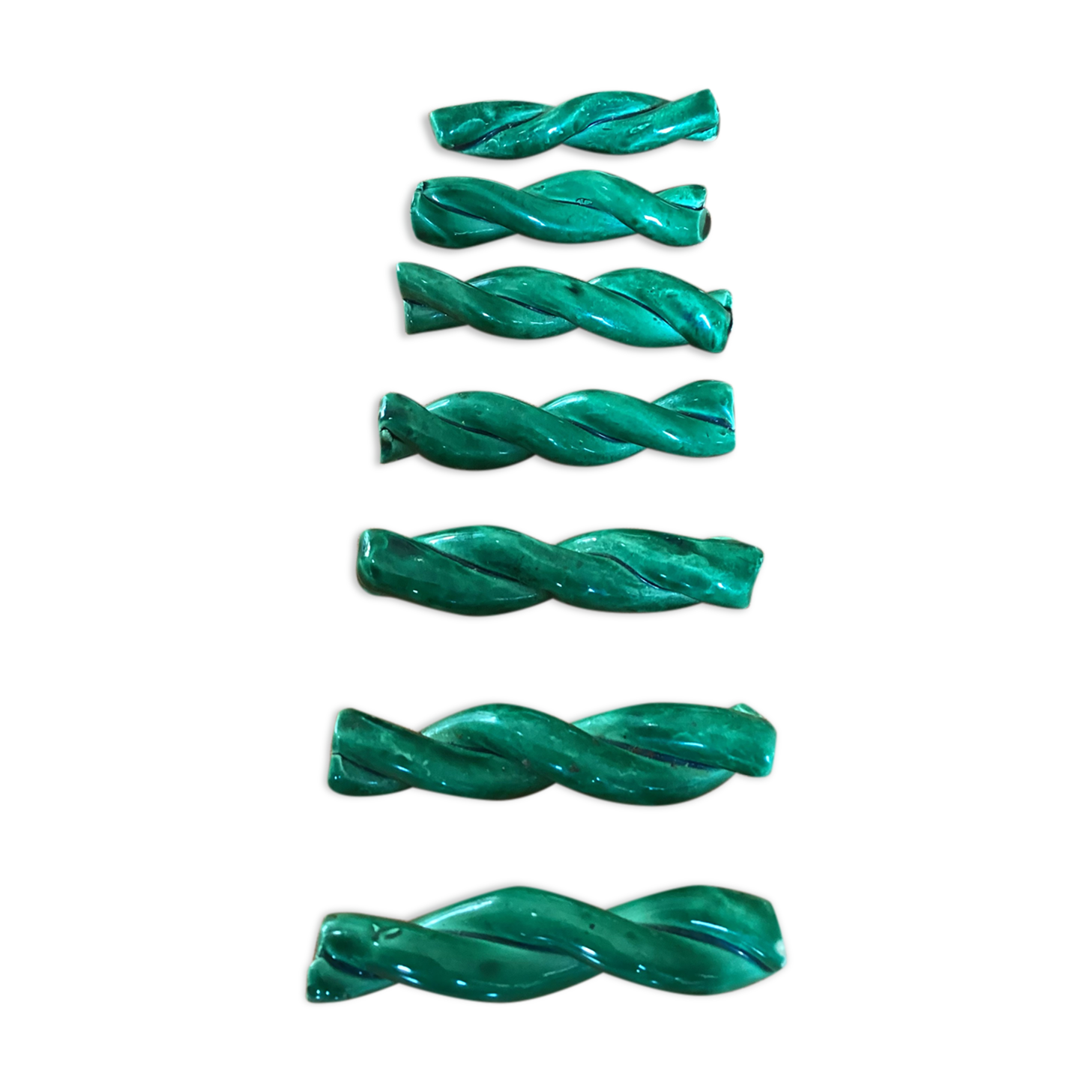 Set of seven ceramic knife holders vintage green color dimension: H-2cm- L-8cm- Pr-2cm-