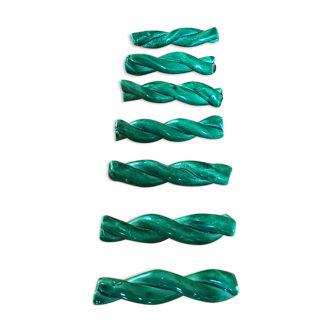 Set of seven ceramic knife holders vintage green color dimension: H-2cm- L-8cm- Pr-2cm-