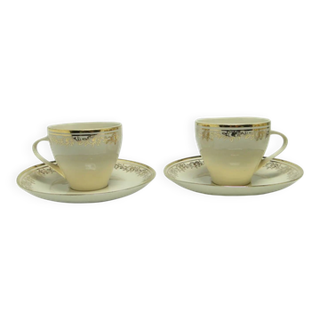 Pair of Ewa cups, modernism, ivory white porcelain, Poland, 1970s.