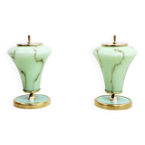 Lampes Art Deco en laiton et verre 1950