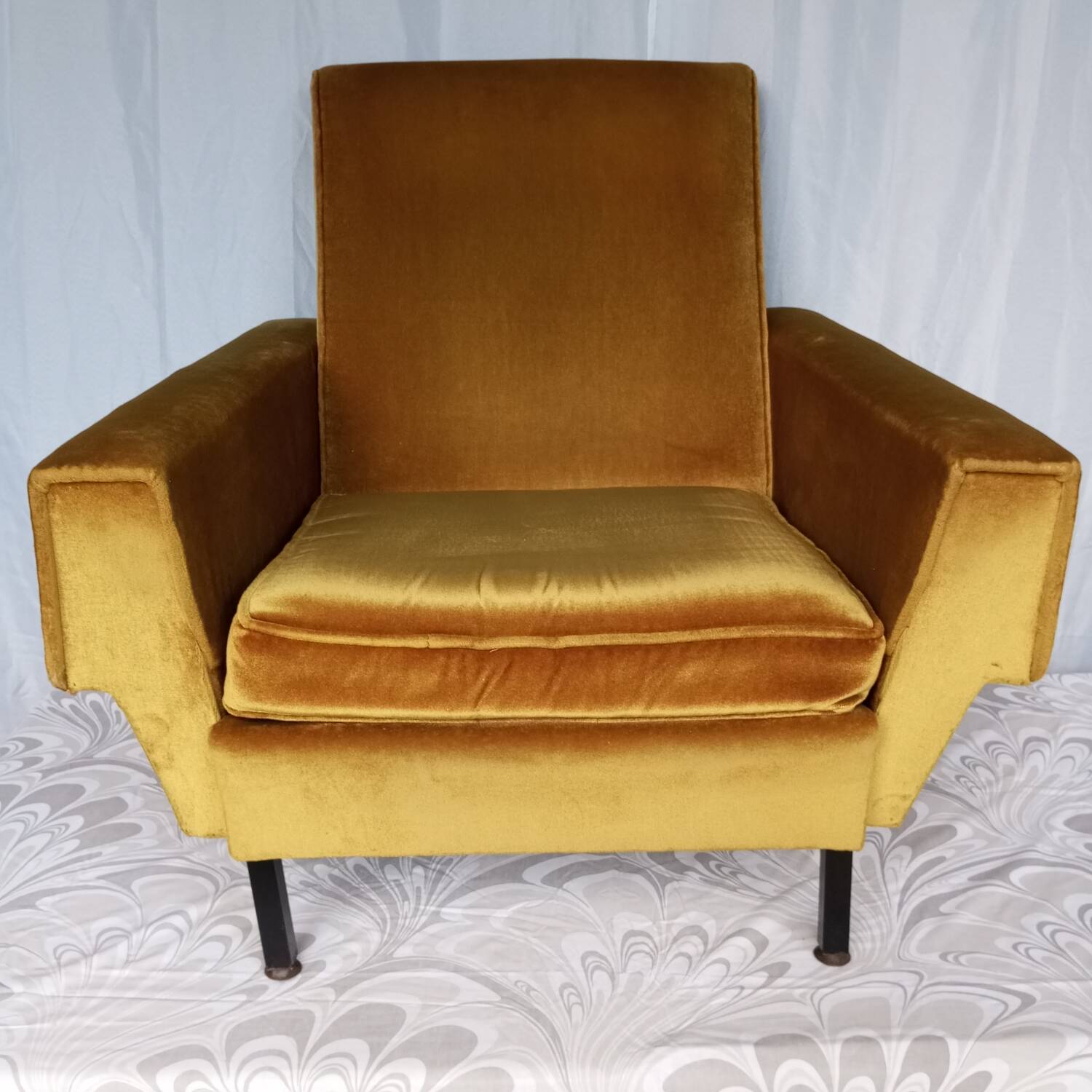 Vintage yellow velvet armchairs