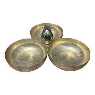 Silver-plated metal aperitif cups - 70s pineapple motif