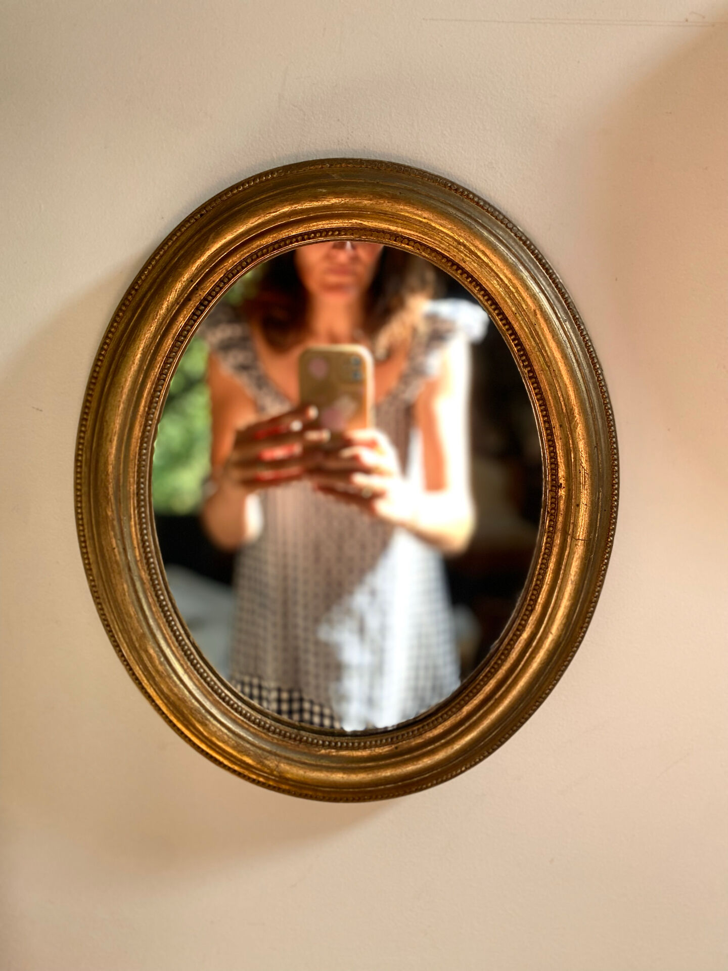 Miroir ovale en bois doré, style Napoléon III