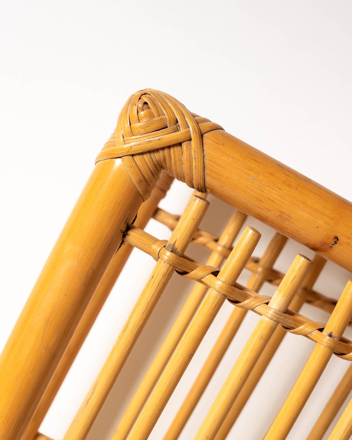 Scandinavian bamboo and rattan bench, second half of the 20th century