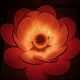 Flower table lamp made of rattan and blush pink linen petals