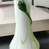 Large Venetian Vase in blown Art glass/Murano. Embossed amber-colored floral pattern. High 35 cm