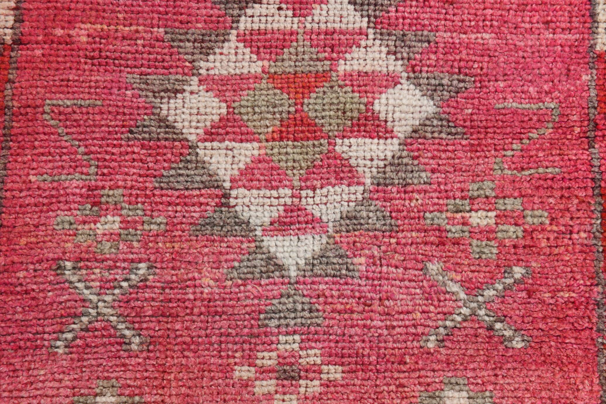 Pink & Red Oushak Runner Rug 88x306Cm SK 22815
