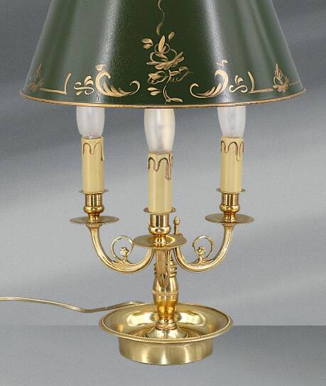 Lampe Bouillotte en Bronze Doré de Style Louis XVI Trois Lumières