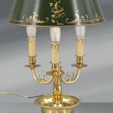 Lampe Bouillotte en Bronze Doré de Style Louis XVI Trois Lumières