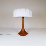 Mid-century table lamp in solid teak by Lisbeth Brams, Denmark, 1960s.