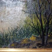 Tableau huile sur toile paysage signé