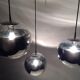 Set de 3 lampes à suspension globe en verre miroir, 1960s