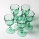 Set of 6 Vintage Green Wine Glasses / Stem Flutes / Crisal / Portugal 2000s