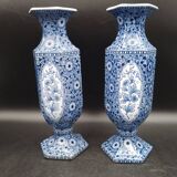 Antique xixeme delft paires de vases hexagonal - petrus regout maestricht