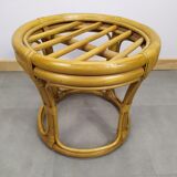 Vintage old rattan pouf