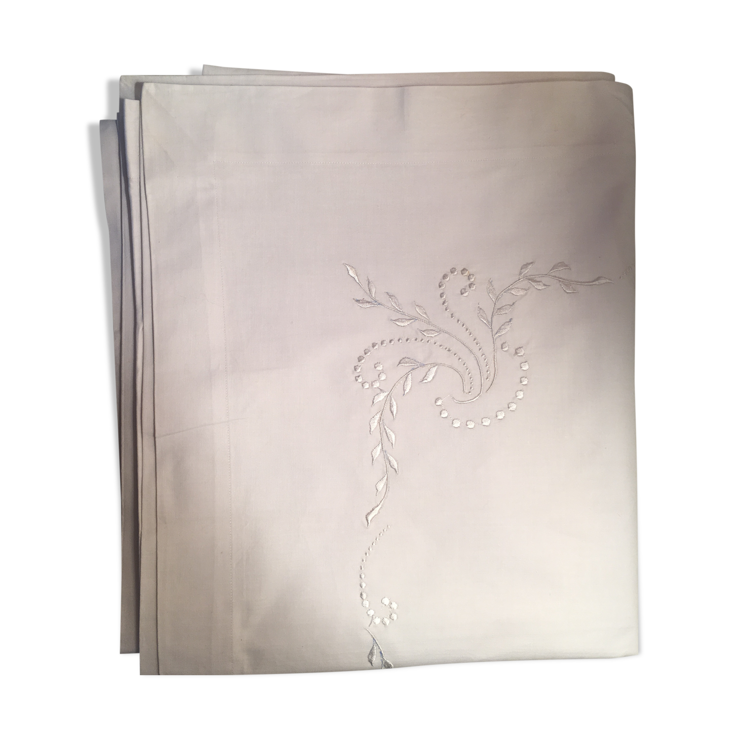 Linen white tablecloth and cotton