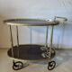 Vintage brass and dark wood serving trolley – 1960s