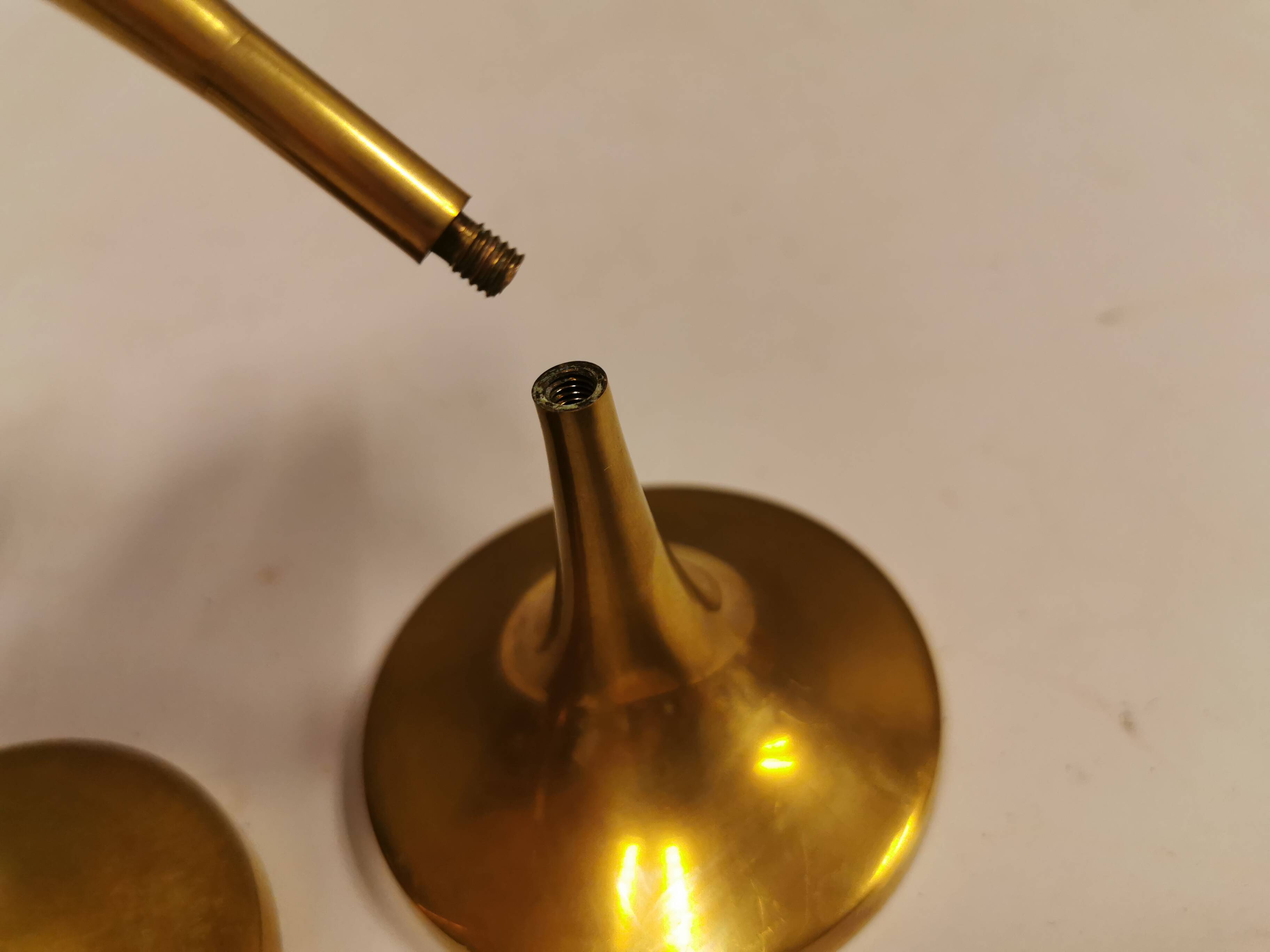 A set of candle sticks, in solid brass, made by Malm Denmark in the 1960s
