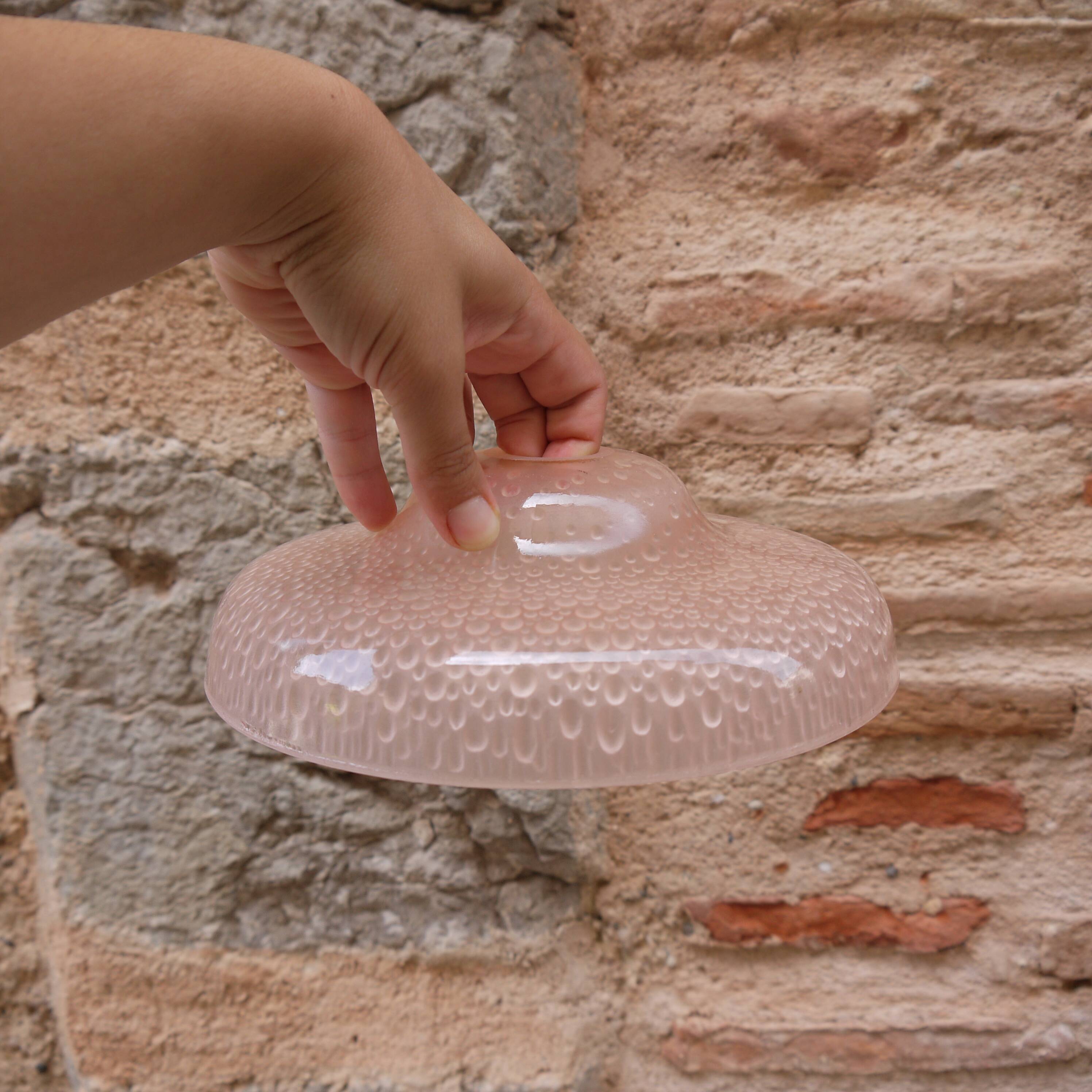 Lampshade in bulled pink glass