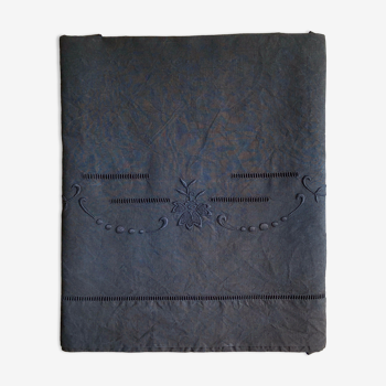 Old sheet in pure linen tinted in bluish black