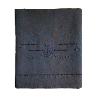 Old sheet in pure linen tinted in bluish black