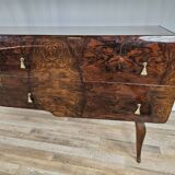 Commode du milieu du siècle avec verre et tiroirs